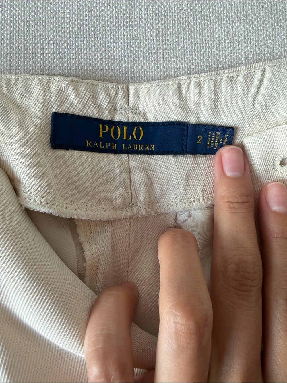 Polo Ralph Lauren Cream High-Waisted Wide-Leg Cuffed Trousers | Size 2 - Picture 3 of 4